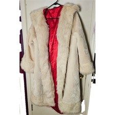 Cruella De Vil Coat Costume Women's S/M Faux Fur Red Satin Lining 101 Dalmatians picture