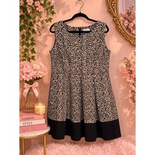 Calvin Klein Black Beige Abstract Print Sleeveless A-Line Fit & Flare Dress picture
