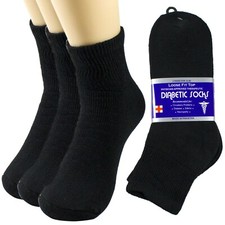 3-12 Lots Mens Women Black Ankle Quarter Cotton Loose Fit Socks 9-11 10-13 13-15 picture