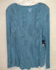 NEW W TAGS APT.9 PULLOVER CREW NECK TEE SZ L BLUES RAYON SPANDEX BLEND BOX18 picture