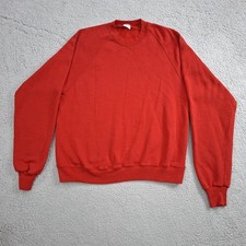 Vtg 90s Jerzees Mens L Red Solid Blank Crewneck Sweatshirt Fleece Pullover USA picture