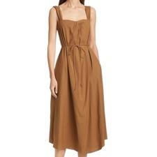$375 Vince Poet Strap Linen Blend Midi Dress Small picture