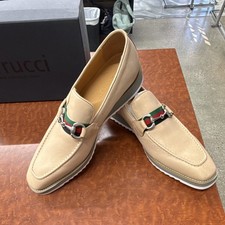 Carlucci Men’s Beige Leather Almond Toe Buckle Slip-On Loafer 10 picture