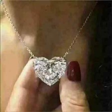 2Ct Heart Cut VVS1/D Diamond Solitaire Pendant 14K White Gold Finish Free Chain picture