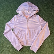 Juicy Couture Velour Zip Up Hoodie Size S Lavender Rhinestone picture