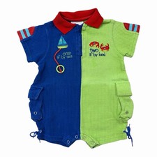 Vintage Buster Brown Colorblock Sailing Beach Romper Size 24M picture