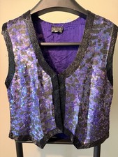 100% Silk Sequin Cropped Vest Vintage Y2K 90s Party, Large NWT picture
