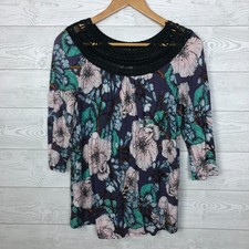 Anthropologie Meadow Rue Women's Medium Earthly Delights Peasant Top 3/4 Sleeve picture