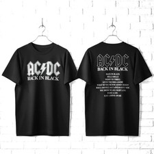 ACDC Back in Black Album Cover Men's T Shirt Rock Band Vintage Tour Music Merch picture
