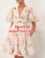 ~Best Offer BNWT 100% Authentic ZIM Pleated Mini Dress-Coral Birds $675- Sz 0.2 picture