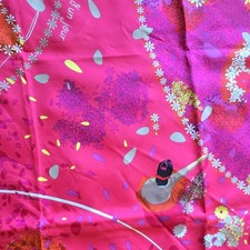 HERMÈS Paris Square Silk Satin Scarf Floral Multicolor Pink Logo in Box picture