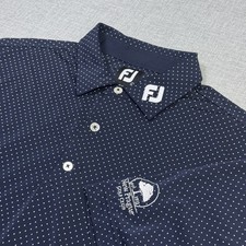 FootJoy Tour Pro Issued Golf Polo Shirt Mens L Blue Polka Dot Performance picture