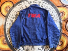 Vintage 50s Flannel Lined Work Jacket Chainstitched TWA m 23 x 22 picture