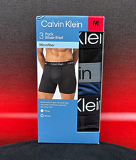 Calvin Klein Men's Microfiber Boxer Briefs M 3-Pack Wicking Black Gray Blue picture