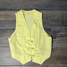 Vintage 70s 80s Yellow Denim Vest Womens 13 Small Fitted Buckle Western picture