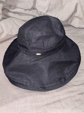Vintage Scala Womens Inner Drawstring Cotton Black Bucket Collezione Hat picture