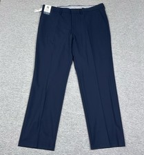 J.M. Haggar Dress Pants Mens 40x32 Blue Premium Straight Fit Stretch City NEW picture