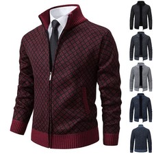 Thickened Plaid Print Jacket Cardigan Fashion Slim Fit Zipper Stand Collar Sweat picture