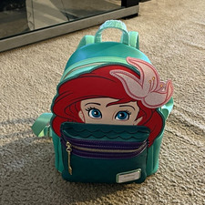 Loungefly Disney Princess Ariel Green Mini Backpack Faux Leather Zip Adjustable picture