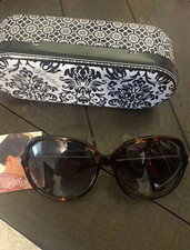 Brighton Rio Women's Tortoise Shell Oversized Sunglasses Black Tinted Case picture
