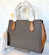 Michael Kors Marilyn Medium MK Logo Convertible Satchel Bag Brown & Acorn NWT picture