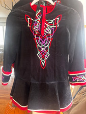 Custom Handmade Irish Dance Solo Dress Black Velvet Celtic Embroidery Headpiece picture