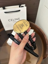 Celin*e Womens 13mm/0.51in Black Leather Belt Length: 80/32 picture