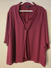 Eloquii Berry Tie-Neck Blouse - sz 28 picture