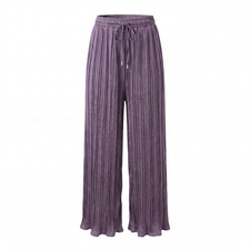 Waleed Peerzada Women's Lilac Zinnia Silk Crush Flow Pants | One Size Fits All picture