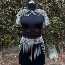 Aluminum Chainmail Top & Skirt Set 10mm 16G Butted Rings Festival Armor Costume picture