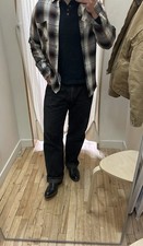 VTG 60s Shadow Plaid SzM Rayon Button Shirt Gabardine Arrow Chevella Style RARE picture