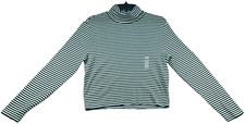 Levis Shirt Womens Plus size 2X Green White Black Striped Turtleneck Ribbd New picture