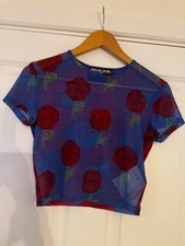 🌹 Vintage Versace Jeans Couture Sheer Rose Mesh Top 🌹 picture