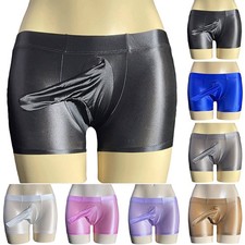 Men's Oil Shiny Glossy Boxer Briefs Bulge Pouch Stretch Trunks Shorts Underwear picture