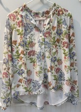 Philosophy NWT Cottagecore Floral Peasant Blouse Ivory Multi Sz M picture