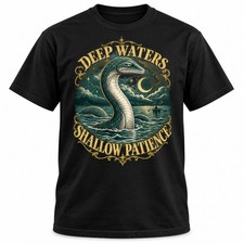 Sea Monster Crescent Moon Rowboat Vintage Engraving Graphic Unisex T-Shirt Gift picture