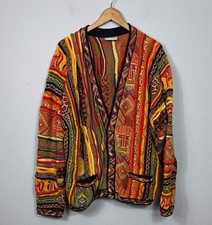 Vintage Coogi Men's XL 3D Cardigan Sweater Bold Colorful Biggie Smalls Crosby picture