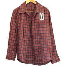 Vintage Handmade Unfinished Plaid Button Down Shirt Grunge Americana Lumberjack picture