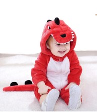 Kigurumi Boy Girl Baby Dinosaur Hooded Romper Jumpsuit Bodysuit Clothes Toddler picture