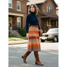 Vintage 60s 70s Knit Skirt Large Striped Sheridan Creations NEW old stock picture