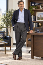 Zanella Men's 34 Gray 100% Wool Twill Double Pleat Dress Pants Made in Italy picture