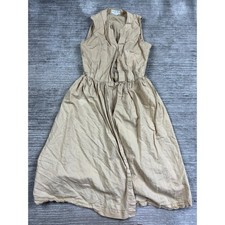 Cambridge Spirit Dress Womens 12 Tan Ramie Cotton Sleeveless Maxi Gathered Waist picture