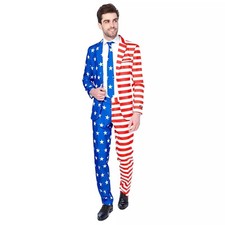 Suitmeister Slim Fit USA Flag Americana Novelty Suit and Tie 42-44 Large picture