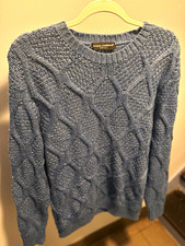 Dolce & Gabbana Men’s L Blue Cable-Knit Crewneck Pullover Wool Blend picture