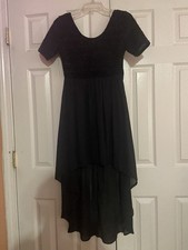 Ya Los Angeles Black  sequin short sleeves short in front  dress Size M picture