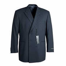 Carlo Cravalli Suit Mens 50L Black Pinstripe 46x38 Pants Unhemmed NWT picture
