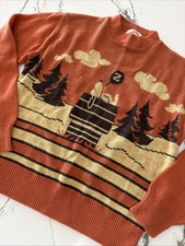 RARE Vintage 70s Arrow Snoopy Knit Sweater Peanuts Worlds Greatest Turbo Orlon M picture