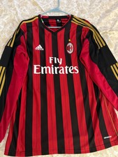 Adidas AC Milan 2013-2014 Home Long Sleeve Soccer Jersey Fly Emirates Red Black picture
