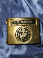 Vintage US Marines Metal Belt buckle 1977 E. Hull - Some wear. brass picture