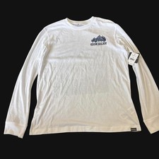 Eddie Bauer Mens White Long Sleeve Mountain Graphic T-Shirt Size M EM32TE147 picture